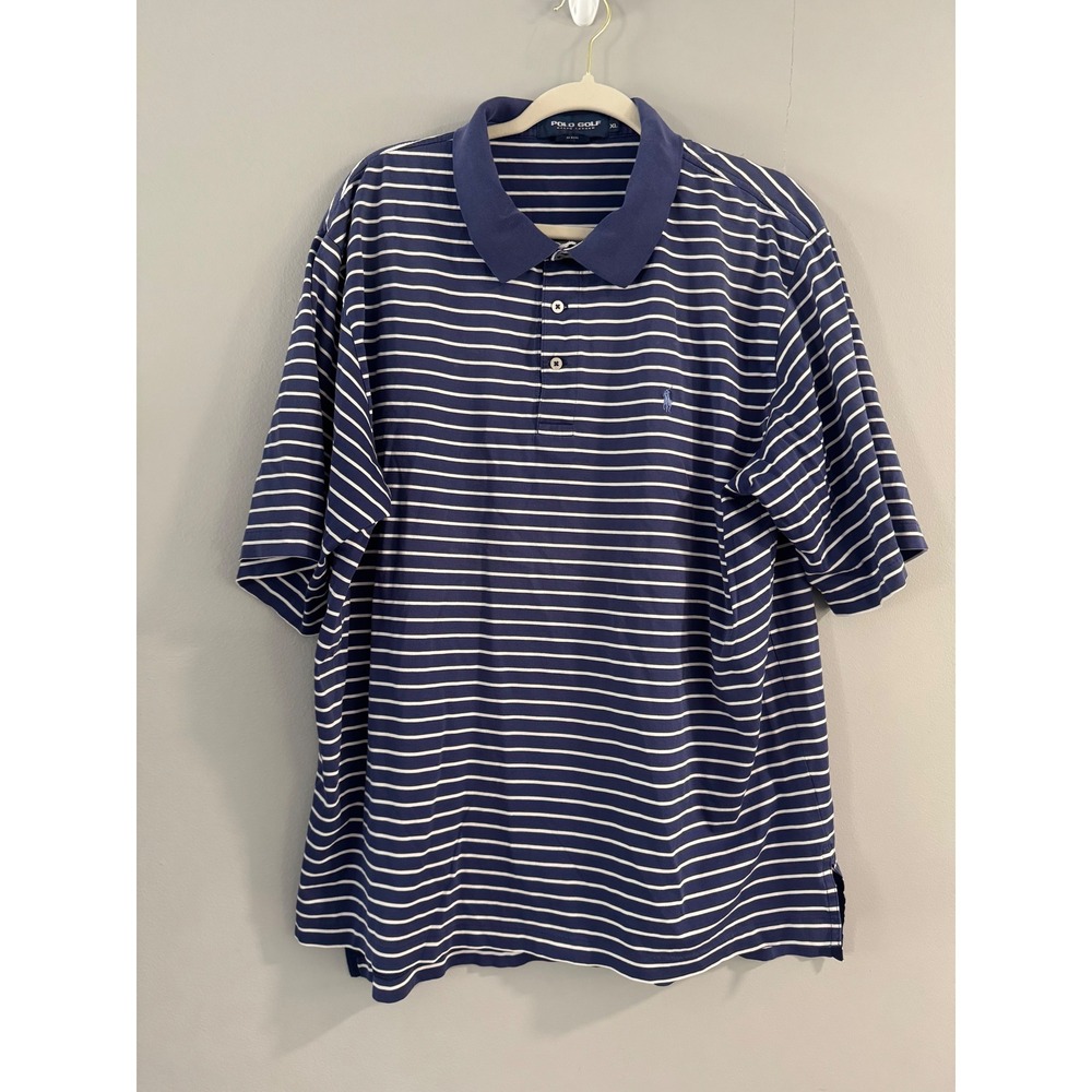 Polo Golf Ralph‎ Lauren XL Polo Shirt Blue White Striped Pima Cotton Mens